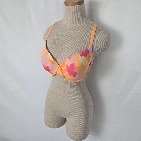 Auden Bra Women's 34DD Pink Orange Floral The Everyday Demi Coverage NWT - Picture 13 of 16